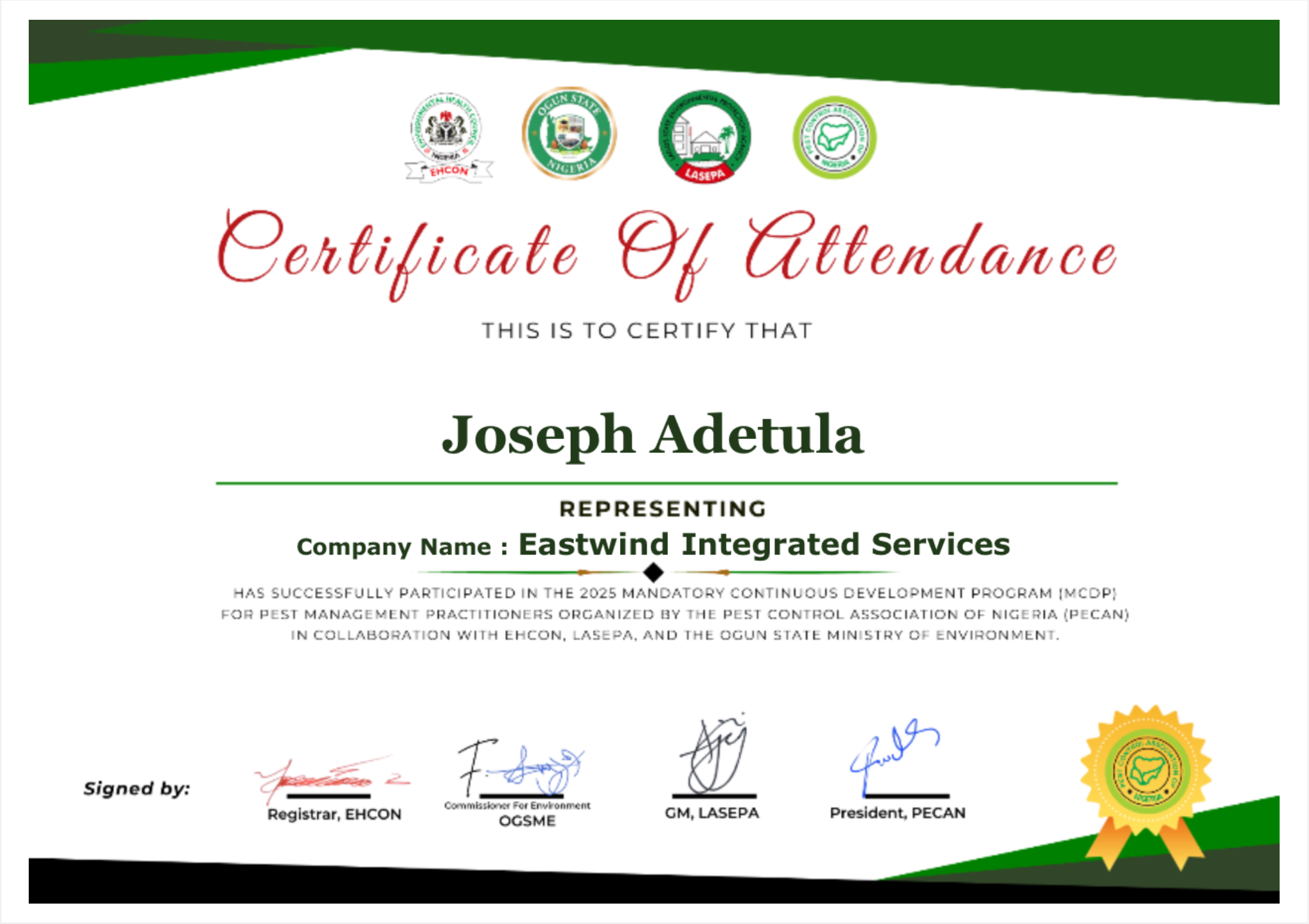 Eastwind Certification 1